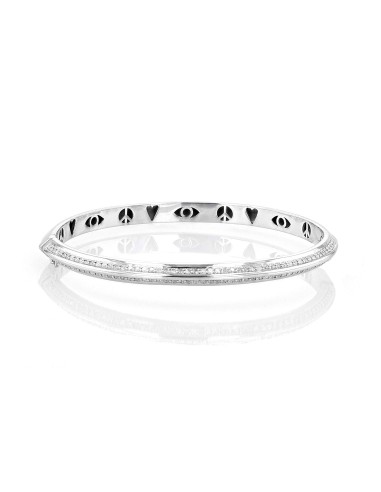 Knife Edge Silver & Diamond Hinged Bangle with Icon Gallery paiement sécurisé