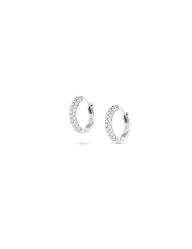 Silver Pave Diamond Huggie Hoop Earrings - 15mm commande en ligne