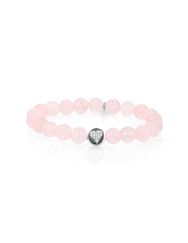 Cuties Icon Bracelet - Rose Quartz with Diamond Heart Bead Les êtres humains sont 