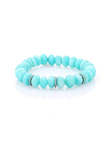 Amazonite Bracelet with 3 Diamond Rondelles - 10mm acheter