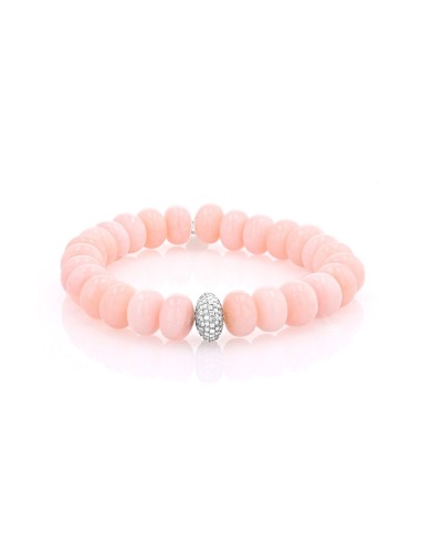 Pink Opal Rondelle Bracelet with Diamond Donut - 10mm offre 