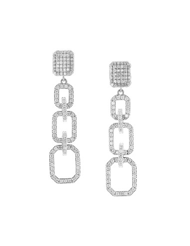 Diamond Shield and Geometric Link Drop Earrings Voir les baskets