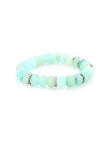 Peruvian Opal Bracelet with 3 Diamond Rondelles - 10mm de la marque