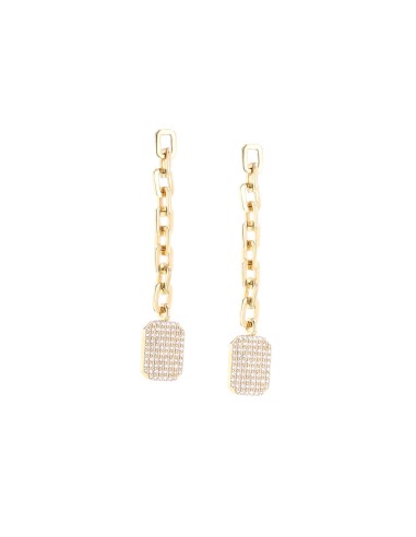 14k Yellow Gold and Diamond Shield Link Earrings acheter en ligne