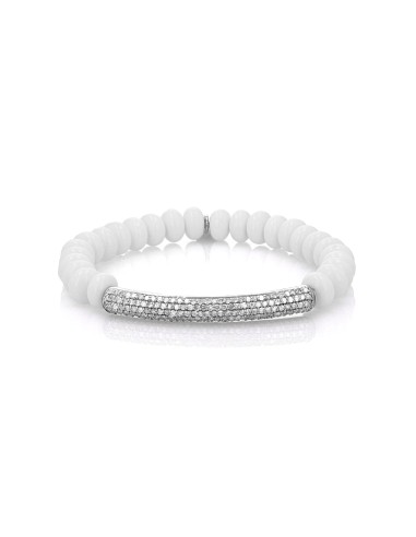 White Agate Bracelet with Diamond Bar - 8mm des créatures d'habitude