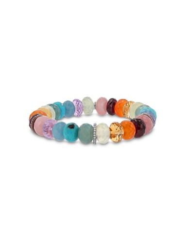 Rainbow Gemstone Mix Bracelet with Three Diamond Rondelles suggérées chez