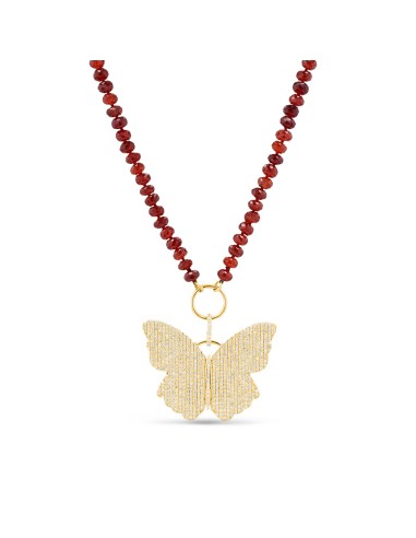 14k Hessonite Garnet and Diamond Butterfly Necklace 2023