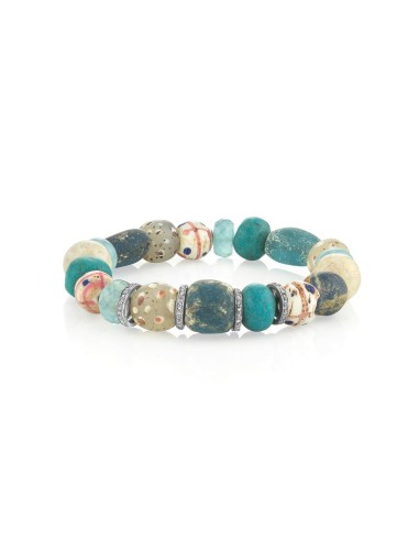 Aquamarine and African Trade Bead Bracelet - 10mm une grave pollution 