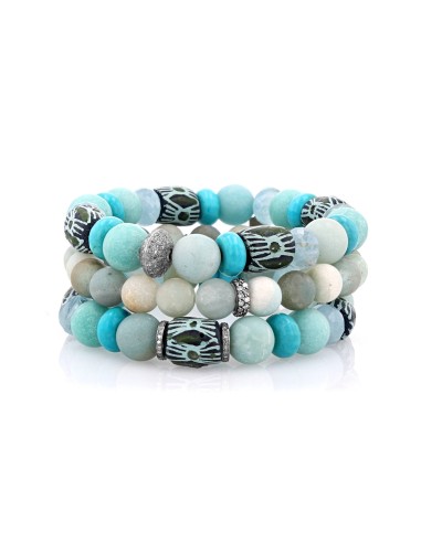 Cabrillo Beach Stack - Amazonite, Turquoise, Aquamarine, African Bead de France