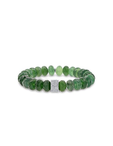 Green Serpentine Beaded Bracelet with Diamond Rondelles - 10mm basket pas cher