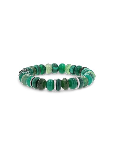 Green Mix Bead Bracelet with Diamond Rondelles - 10mm À commander