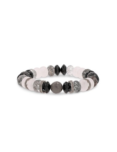 Grey Mix Bead Bracelet with 6 Diamond Rondelles - 10mm Vous souhaitez 