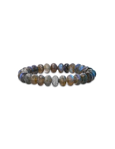 Labradorite Bead Bracelet with Diamond Donut - 10mm solde