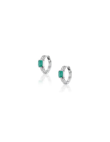 3 Row Diamond Huggies with Emerald Bezel Earrings Jusqu'à 80% De Réduction