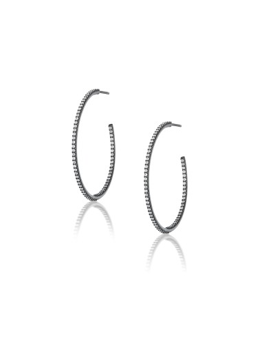 Black Hoop Earrings with White Diamonds À commander