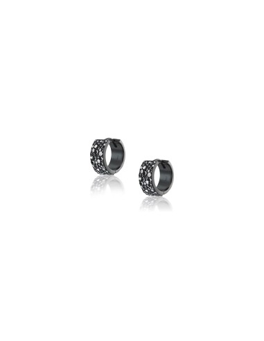 Black and White Cobblestone Diamond Cuff Huggie Earrings 2024