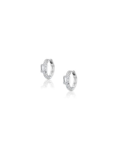 3 Row Diamond Huggies with White Topaz Bezel Earrings pas cher chine