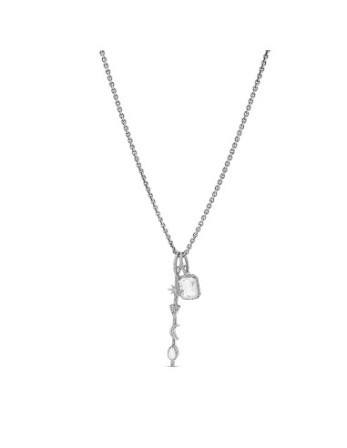 Crystal Quartz and Icon Wand Pendant on Cable Chain Necklace - 34" destockage