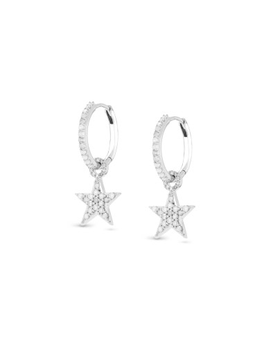 Diamond Huggies with Diamond Star Drop Earrings france