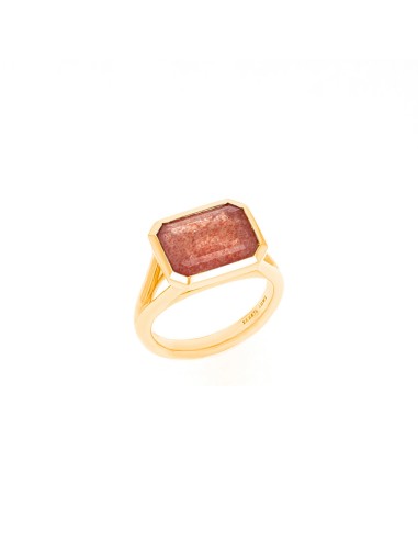 The Joni 14k Gold Emerald Cut Ring - Strawberry Quartz "One of a Kind" de la marque