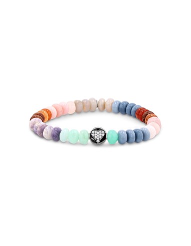 Cuties Icon Bracelet - Rainbow Candy Opal with Diamond Heart Bead Par le système avancé 