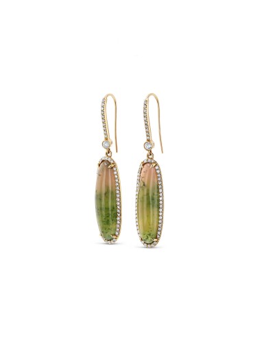 14k Watermelon Garnet Oval Drop Earrings on Diamond French Hooks "One of a Kind" suggérées chez