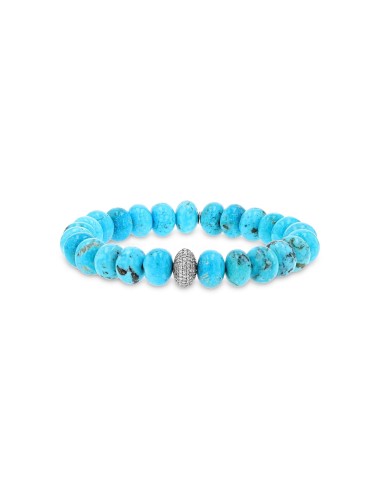 Arizona Turquoise Beaded Bracelet with 1 Diamond Donut Fin de série