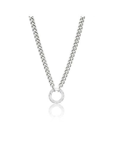 Long Curb Chain Necklace with Diamond Round Push Clasp - 32" acheter