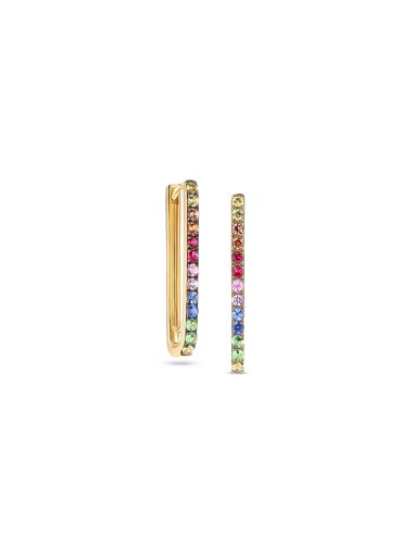 14k Rainbow Sapphire Stone Paperclip Earrings français