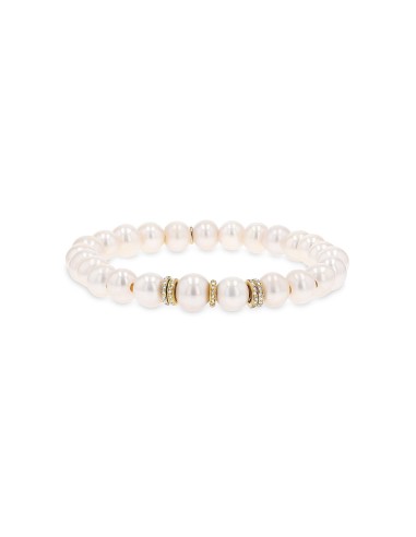 14k Pearl Bracelet with Diamond Rondelles - 8mm en linge