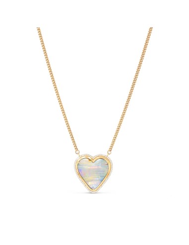 14k Gold Australian Opal Diamond Heart on Curb Chain Necklace "One of a Kind" pas cher chine