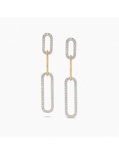 14k Gold Double Paperclip Diamond Drop Earrings est présent 