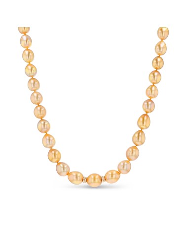 14k Golden Pearl Necklace with Diamond Rondelles 2024