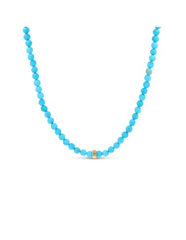 14k Gold Sleeping Beauty Turquoise with 14k Rondelle Knotted Necklace - 17" acheter