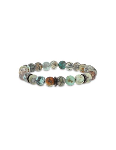 Mr. LOWE Men's African Turquoise Bracelet with Black Diamond Rondelles - 8mm votre