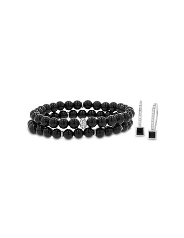 Onyx Gift Set with Onyx and Diamond Earrings and Bracelets Par le système avancé 