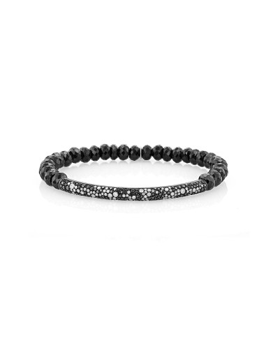 Black and White Cobblestone Diamond Bar and Spinel Bracelet - 6mm Venez acheter