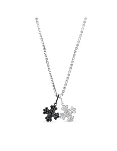 Silver and Gunmetal Diamond Bottony Crosses on Cable Chain Necklace - 34" Dans la société mordern