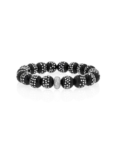 Yemeni Black Coral Prayer Bead Bracelet with Diamond Donut À commander