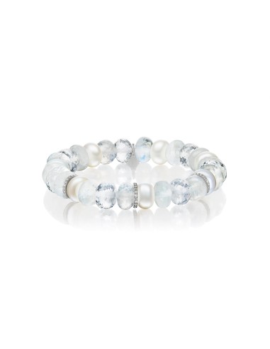 Pearl, Crystal and Moonstone Mix with Diamond Rondelles Bracelet plus qu'un jeu 