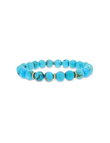 14k Arizona Turquoise Beaded Bracelet with Diamond Rondelles - 8mm la colonne vertébrale