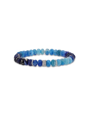 Afghanite Ombre Beaded Bracelet with Diamond Rondelles - 7mm Les êtres humains sont 