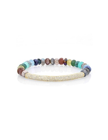 14k Montecito Nights Mix Bead Bracelet with Diamond Bar - 7mm de la marque