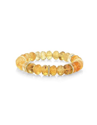 14k Citrine Beaded Bracelet with 3 Diamond Rondelles - 10mm soldes