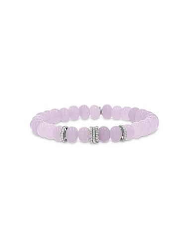 Lavendar Haze Beaded Bracelet with 5 Diamond Rondelles - 8mm d'Europe débarque