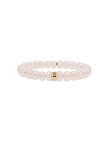 White Pearl Beaded Bracelet with 14k Smooth Rondelle - 8mm commande en ligne