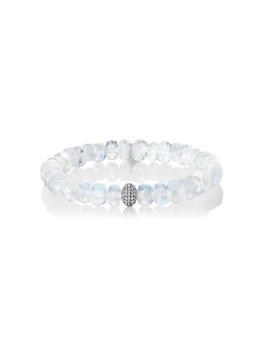 Moonstone Beaded Bracelet with Diamond Donut - 8mm Le MVP de beaucoup