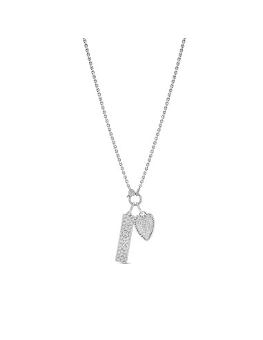 Diamond "LOVE" Dog Tag & Bezel Edge Heart Necklace Livraison rapide