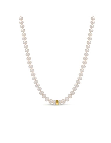 14k White Pearl Knotted Necklace with 14k Gold Rondelle - 17" acheter