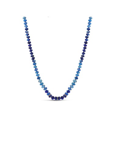 Afghanite Ombre Knotted Necklace with Diamond Rondelles - 16" - 18" livraison gratuite